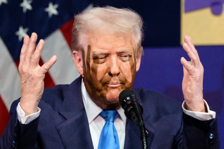 Photo for story: US President Donald Trump gestures as he speaks during the Asia-Pacific Economic Cooperation (APEC) CEO Summit at the Gyeongju Arts Center in Gyeongju on October 29, 2025.